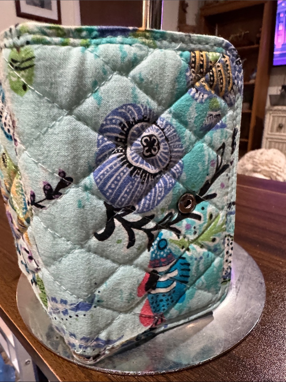 Vera Bradley Quilted Fold-Over Wallet in Aqua Floral Print - Picture 4 of 6